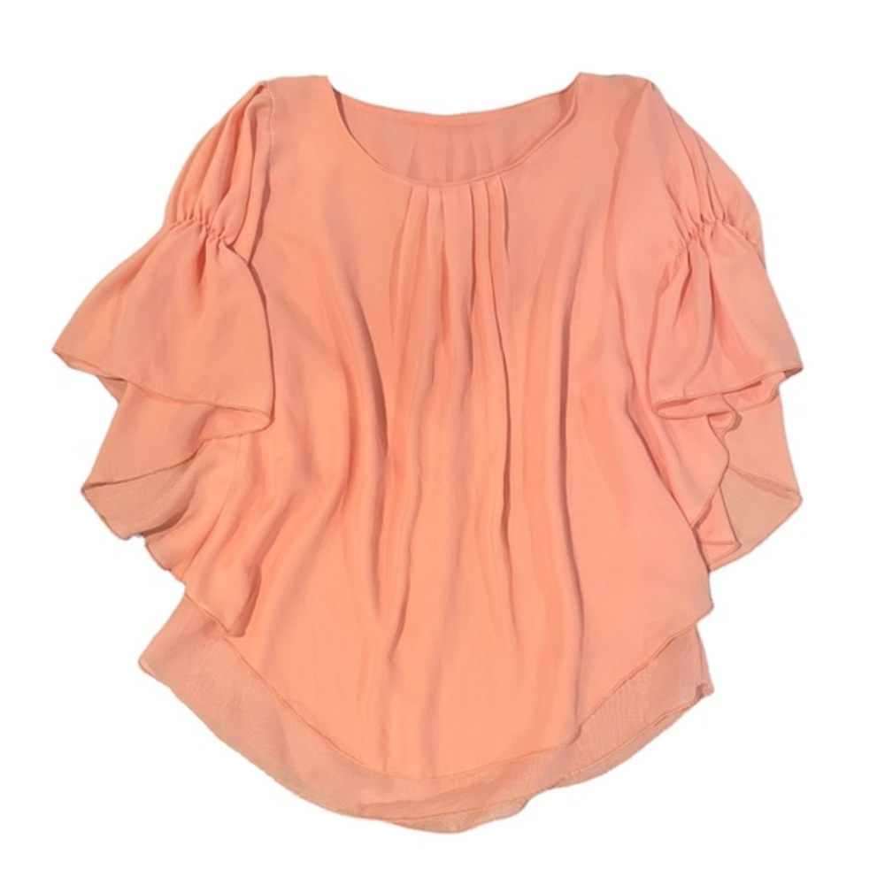 Blush Sheer Flowy Overlay Blouse